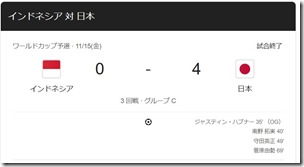 終わってみれば予想通りの圧勝　ワールドカップアジア最終予選観戦記　インドネシア戦